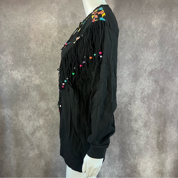 Cristina Maxx Blouse Black Pull Over Long Sleeve Boho Tribal Vintage 80s / 90s - Picture 3 of 9